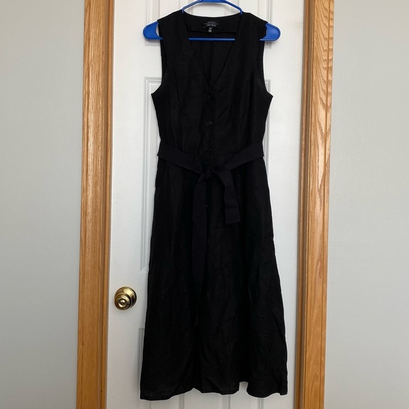 & Other Stories Dresses & Skirts - & Other Stories Black Linen Blend Button Front Sleeveless Dress Size 6